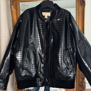 Michael Kors Black Croc-Embossed Jacket